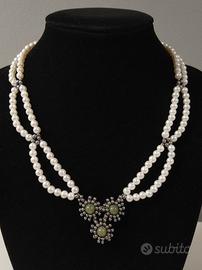 Collana Artigianale Perle e Giada verde vintage