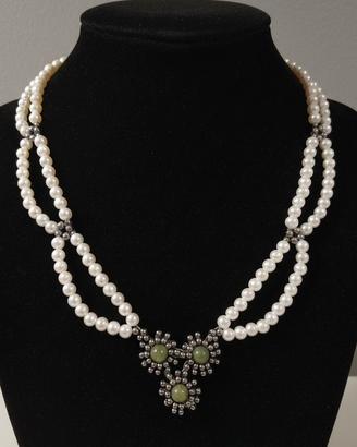Collana Artigianale Perle e Giada verde vintage