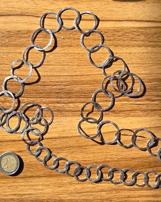 Collana in argento anelli battuti a mano
