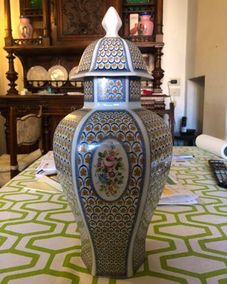 Vaso Kaiser Giardino esagonale con coperchio 70s