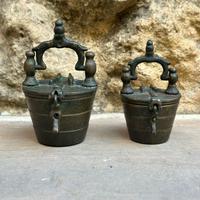 Lotto pesiera in rame di Norimberga vaschetta pesi