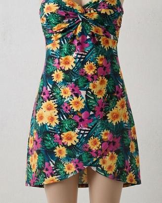 Vestito estivo a fascia con motivo tropicale