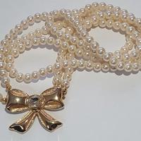 Collana di perle vetro bianche a doppio filo