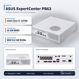 Mini Pc Asus i7 14700 Ram 16gb DDR5+512 SSD -Nuovo