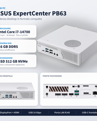 Mini Pc Asus i7 14700 Ram 16gb DDR5+512 SSD -Nuovo