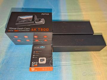 Dashcam 4K 70mai T800 + Retrocamera + MicroSD 512G