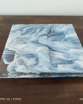 Piatto centrotavola quadrato in vetro artistico ef
