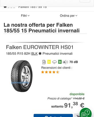 Gomme invernali 185/55r15 82H. Falken
