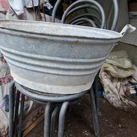 Tinozza bacinella in ferro zincato anni 40 vintage