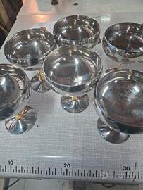 6 coppe schampaghe /dessert in acciaio vintage 