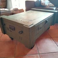  baule legno militare tavolino salotto