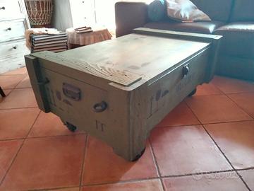  baule legno militare tavolino salotto