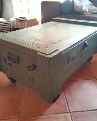  baule legno militare tavolino salotto