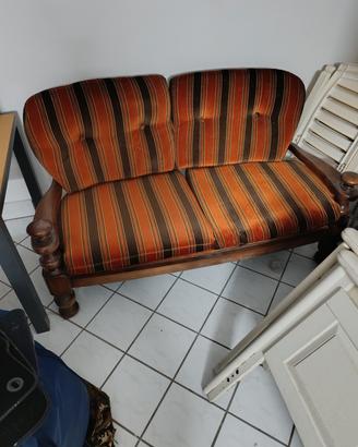 DIVANO DUE POSTI LEGNO anni 80