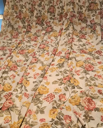 Tenda artigianale country floreale puro lino 
