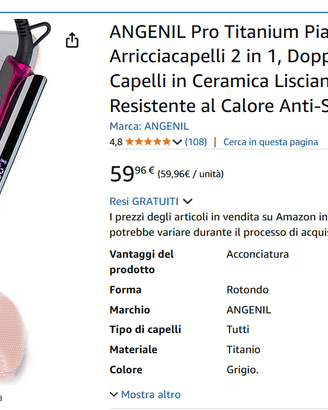 Piastra Capelli Titanio Professionale 2in1 - NUOVO