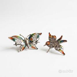 Coppia Spille Vintage Argento 800 Filigrana