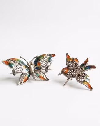 Coppia Spille Vintage Argento 800 Filigrana