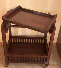 Carrello in legno di Teak con vassoio estraibile