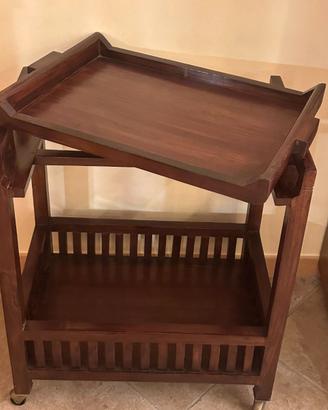 Carrello in legno di Teak con vassoio estraibile