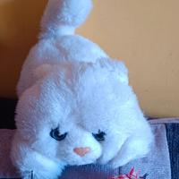 peluche gattino bianco con topo