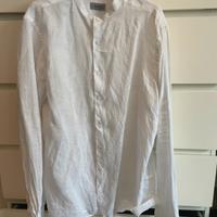 Camicia lino con collo alla coreana