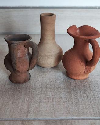 Set 3 Mini Vasi Anfore in Terracotta. Artigianato
