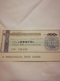 Miniassegno Banca Belinzaghi 100 lire del 1977