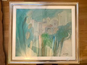 Quadro originale firmato su tela paesaggio cornice