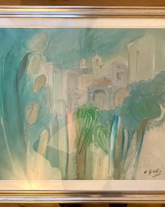 Quadro originale firmato su tela paesaggio cornice
