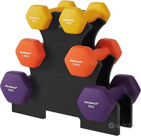 Set di manubri corti con supporto (x6)