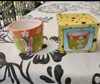 Vasetto decorativo Pasqua con coniglietto