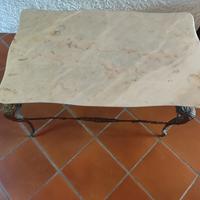Tavolino vintage in ottone e simil-marmo 