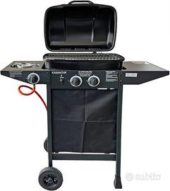 Barbecue BBQ a gas 45x34 cm con Fornello Laterale