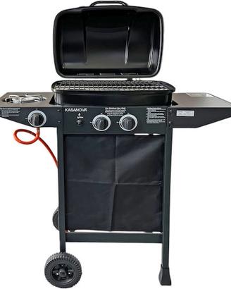 Barbecue BBQ a gas 45x34 cm con Fornello Laterale
