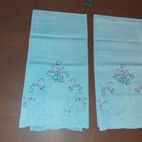 Set 2 Tende finestra Vintage in puro Lino Ricamate