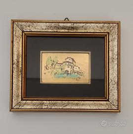 Quadro dipinto a mano su foglio oro