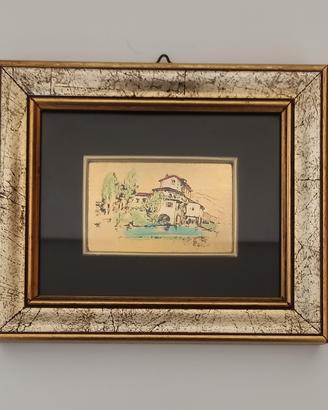 Quadro dipinto a mano su foglio oro