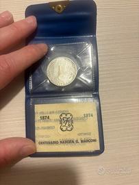 Moneta Argento Marconi con certificato e cofanetto