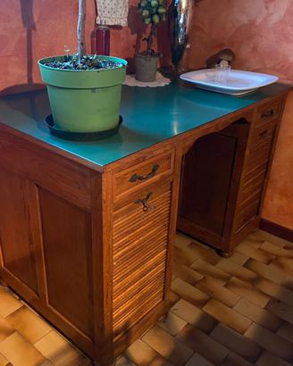 Scrivania artigianale anni 40’ in legno massello
