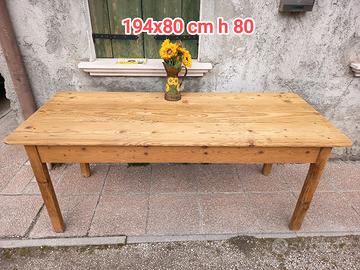 vecchio tavolo da osteria in abete restaurato 