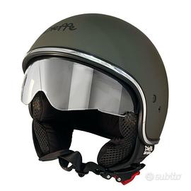 CASCO DIEFFE VERDE OPACO CON VISIERINO A SCOMPARSA
