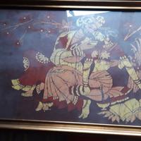 Quadro Batik Stoff lilla e rosso 