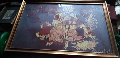 Quadro Batik Stoff lilla e rosso 