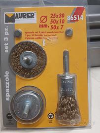 Maurer Set 3 spazzole  acciaio nuovo