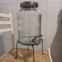 Dispenser in vetro con rubinetto + supporto in met