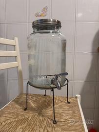 Dispenser in vetro con rubinetto + supporto in met