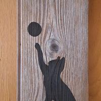 Quadro artigianale in legno vecchio: gatto