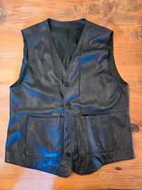 Gilet Biker Vera Pelle Nero Taglia L