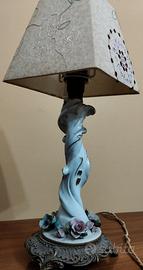 Coppia lumi in porcellana con fiori applicati